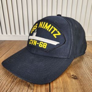VTG USS Nimitz CVN-68 Eagle Crest Snapback Hat Cap Navy Ship Blue Patch USA Made